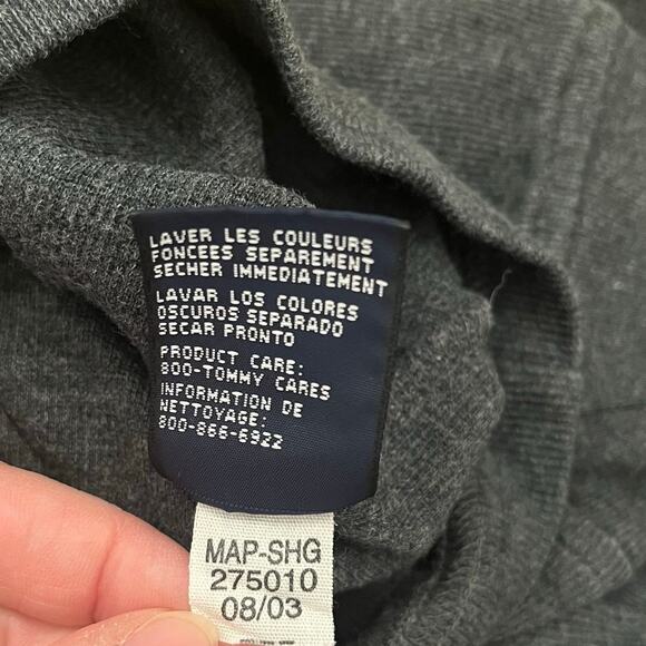 Vintage Tommy Hilfiger Y2K Sweater Mens L High V Neck Grunge Stripe Logo 90s - Picture 10 of 10